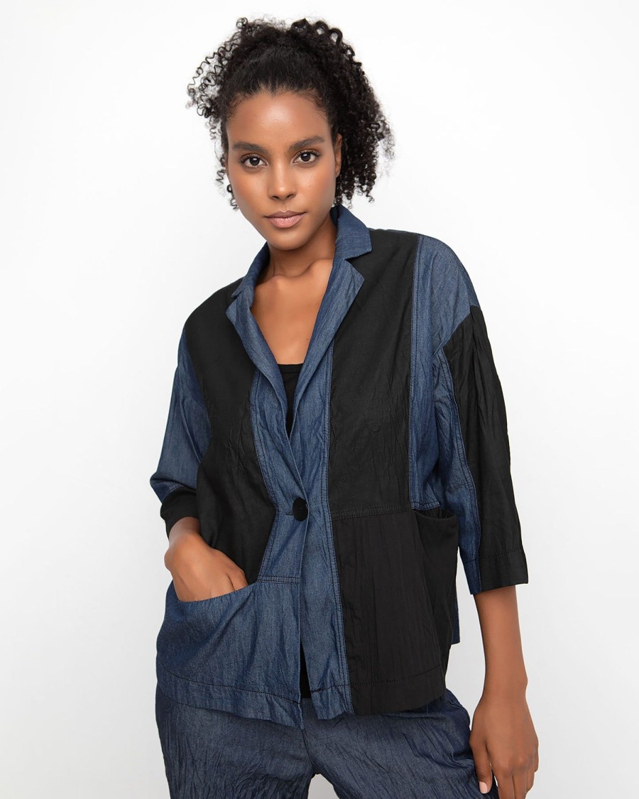 ALEMBIKA Ozai N Ku Crinkle Patch Shirt Jacket, Denim