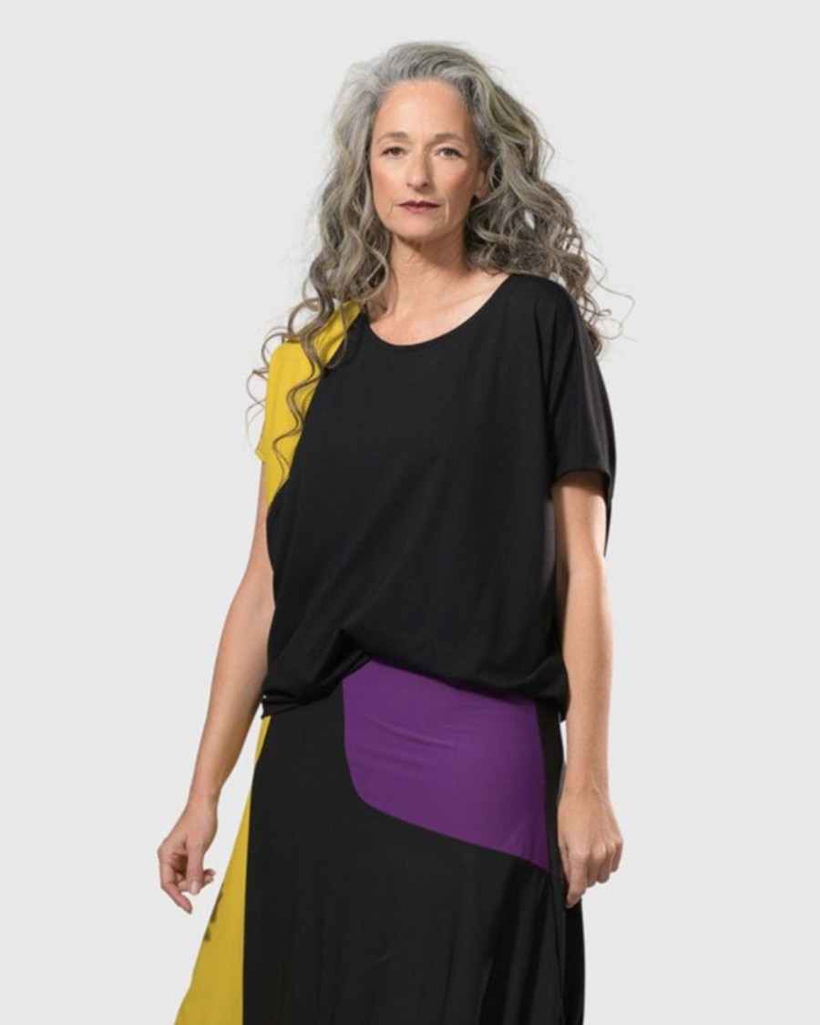 ALEMBIKA Tekbika Bliss Boxy Top, Multi (Yellow/Purple)