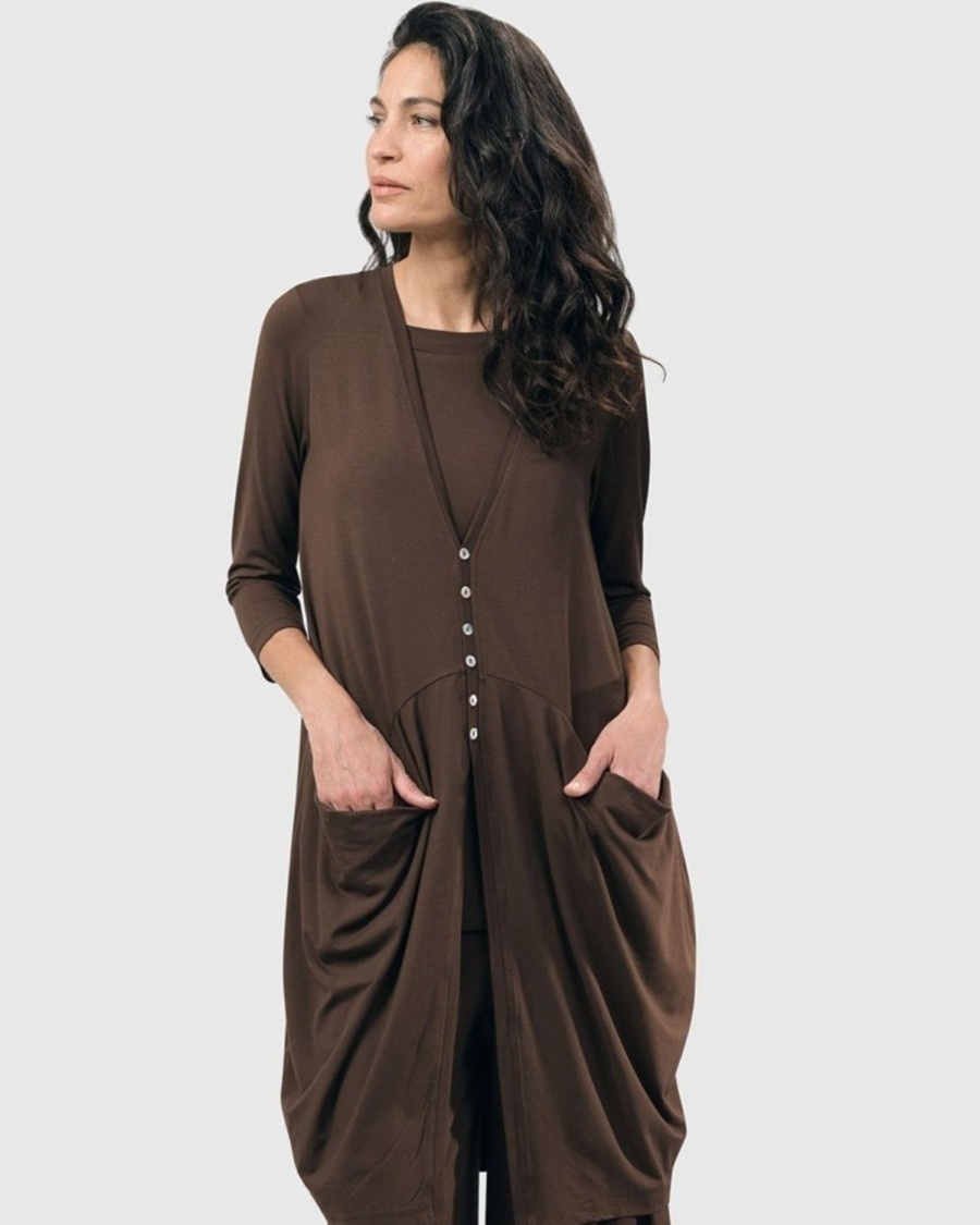 ALEMBIKA Essential Draped Cocoon Jacket, Coffee