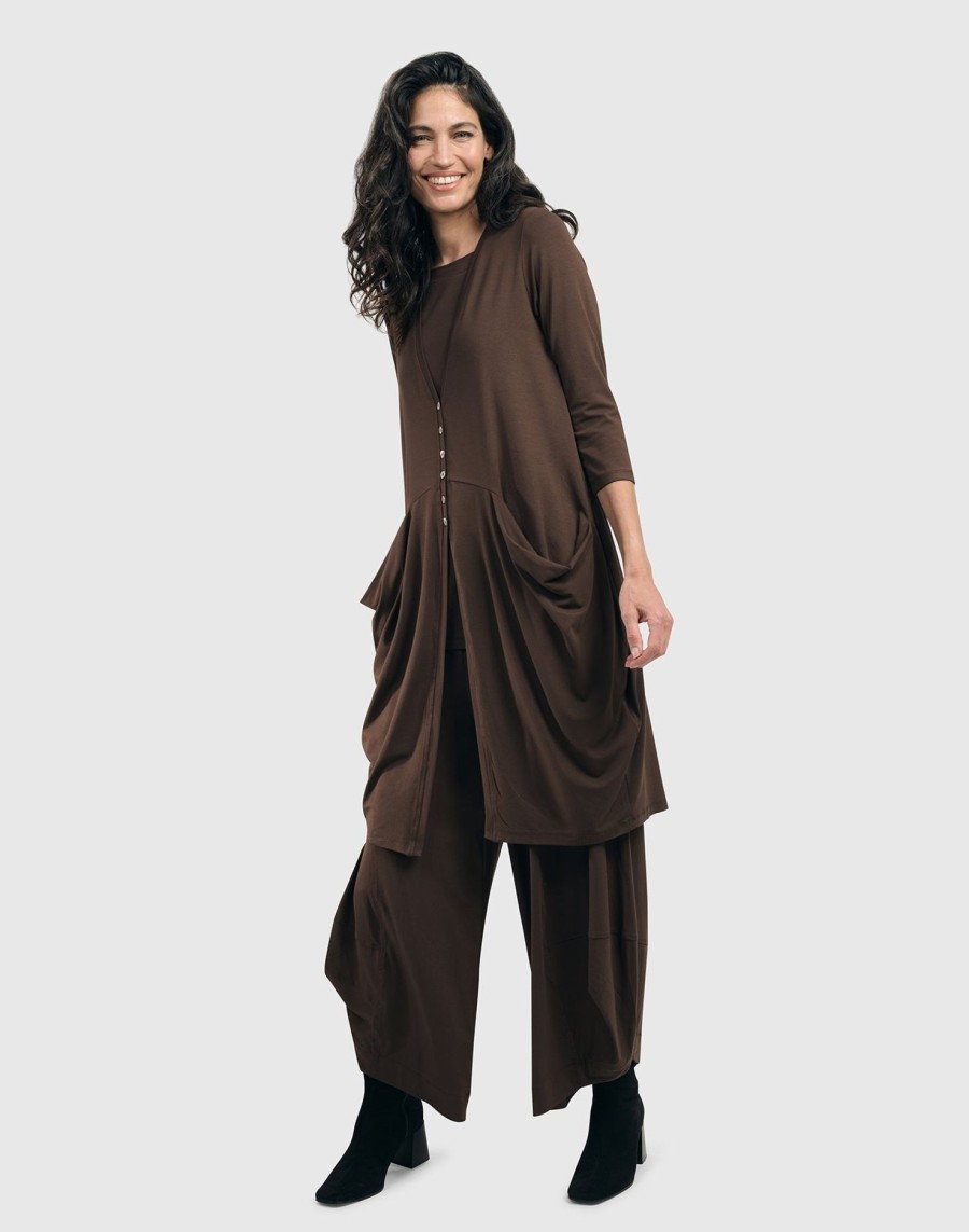 ALEMBIKA Essential Draped Cocoon Jacket, Coffee