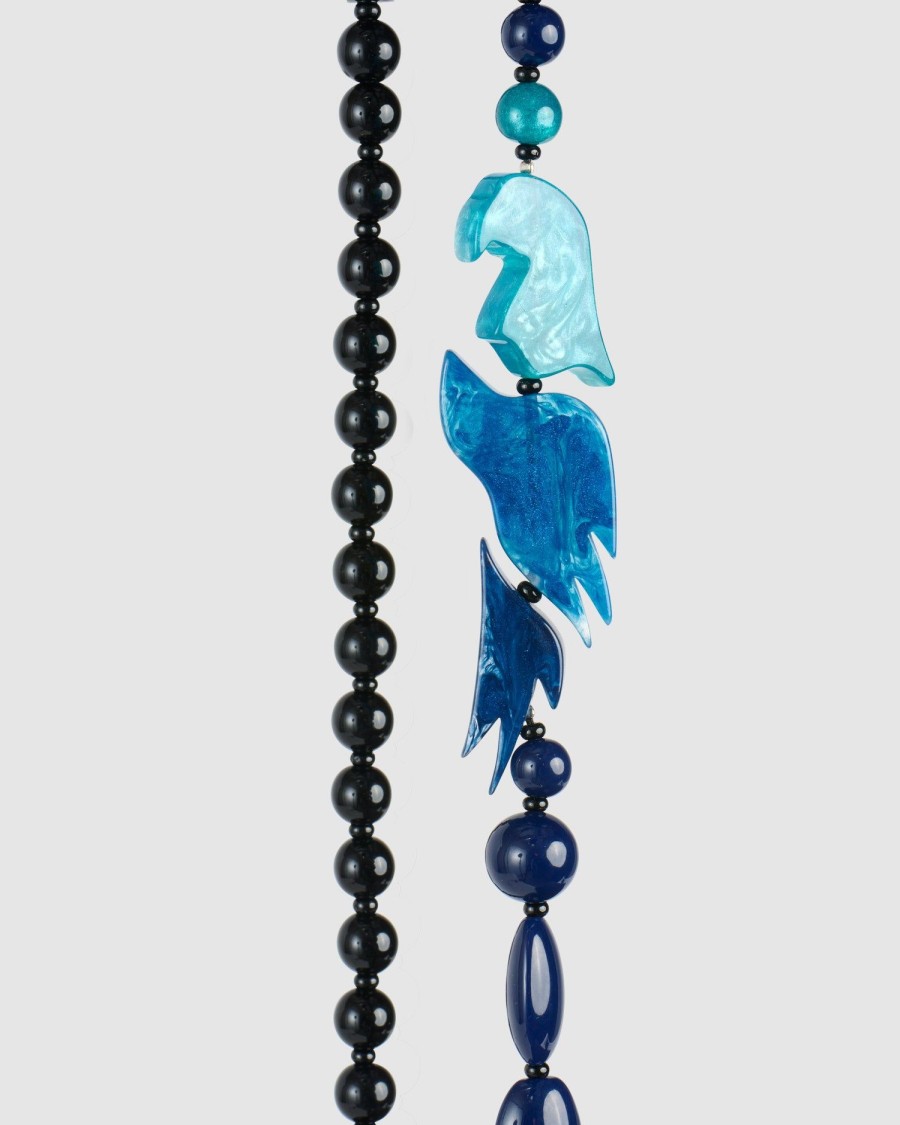 ALEMBIKA Tahiti Bird Bead Necklace, Blue