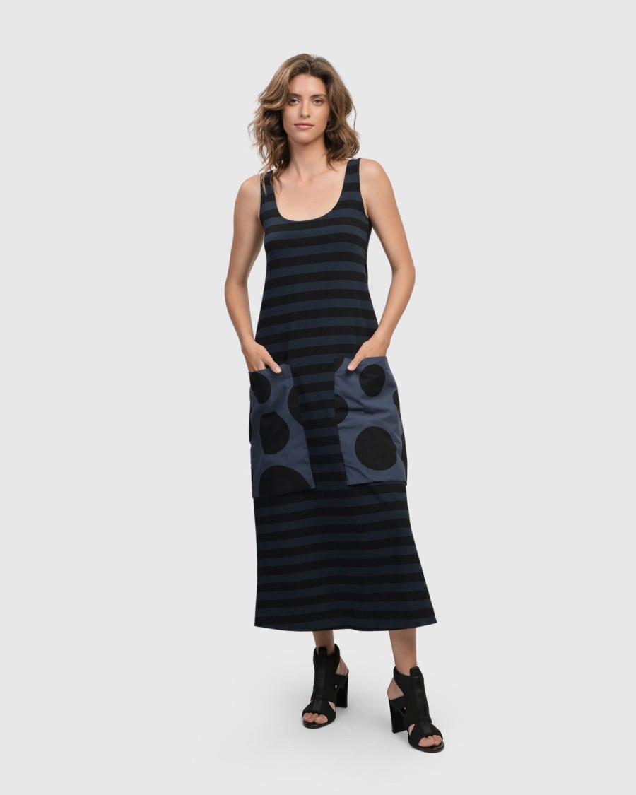 ALEMBIKA Urban Maxi Tank Dress, Navy