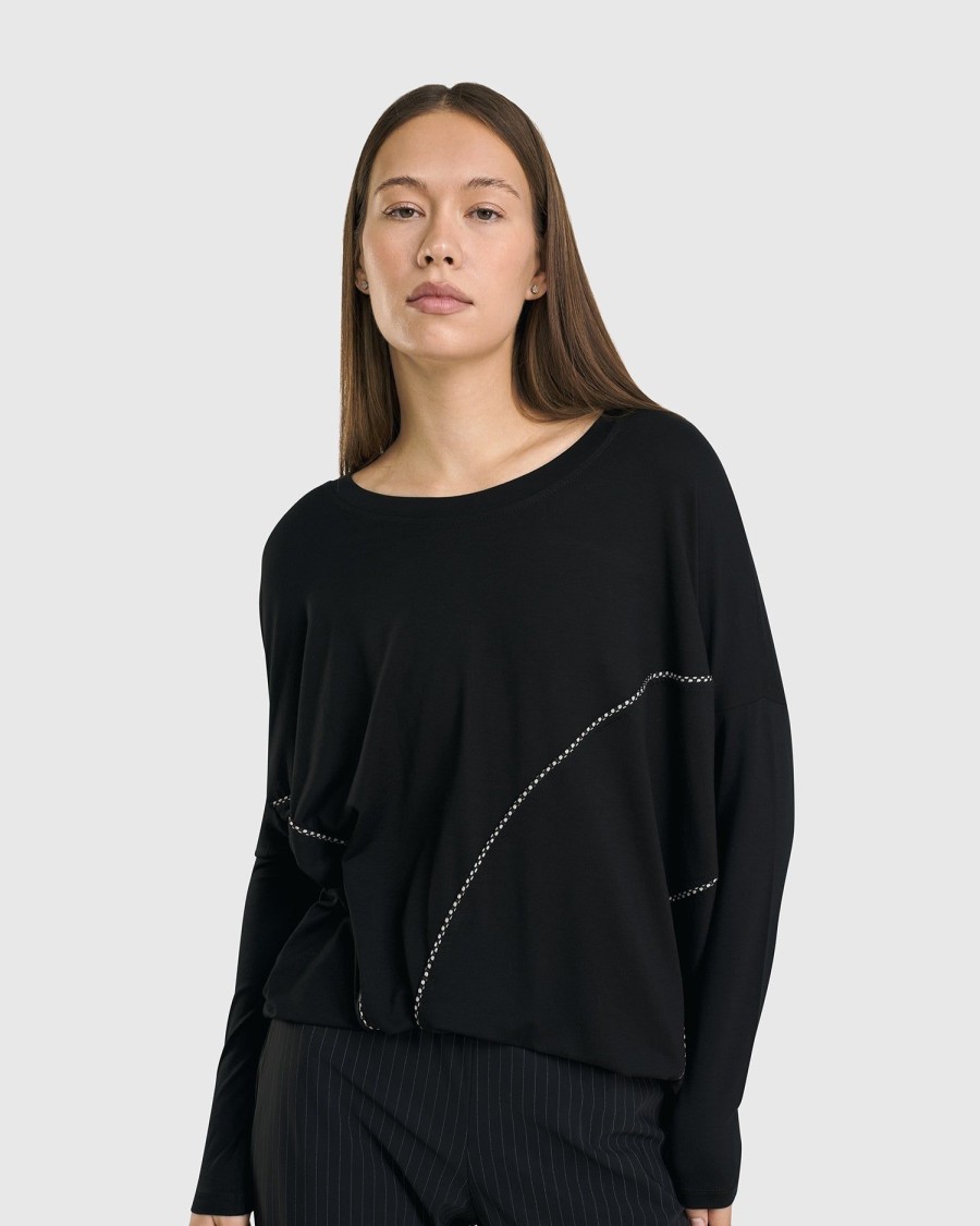 ALEMBIKA Go-To Drop Sleeve Top, Black