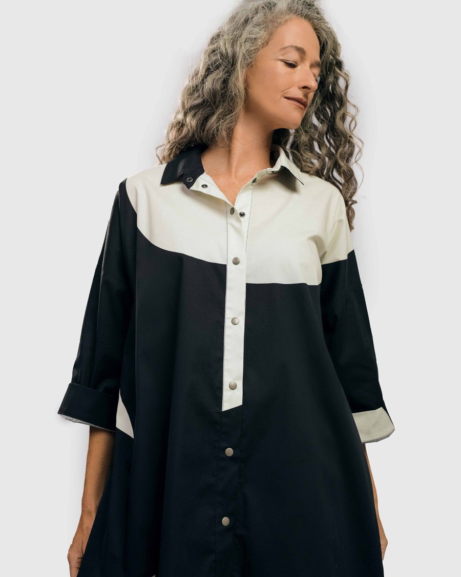 ALEMBIKA Urban Madison Tunic Shirt, Black/White