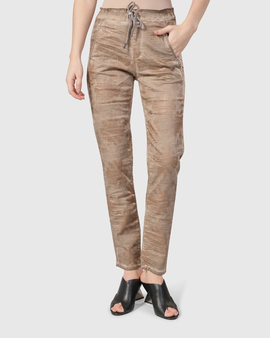 ALEMBIKA Floral Iconic Stretch Jeans, Gold Wash