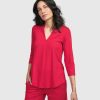 ALEMBIKA Essential V-Neck Top, Red Rose