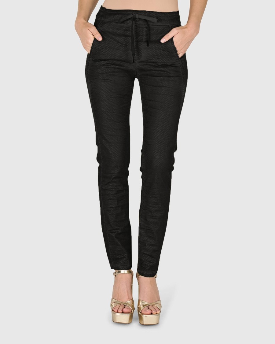 ALEMBIKA Iconic Stretch Jeans, Black Snake