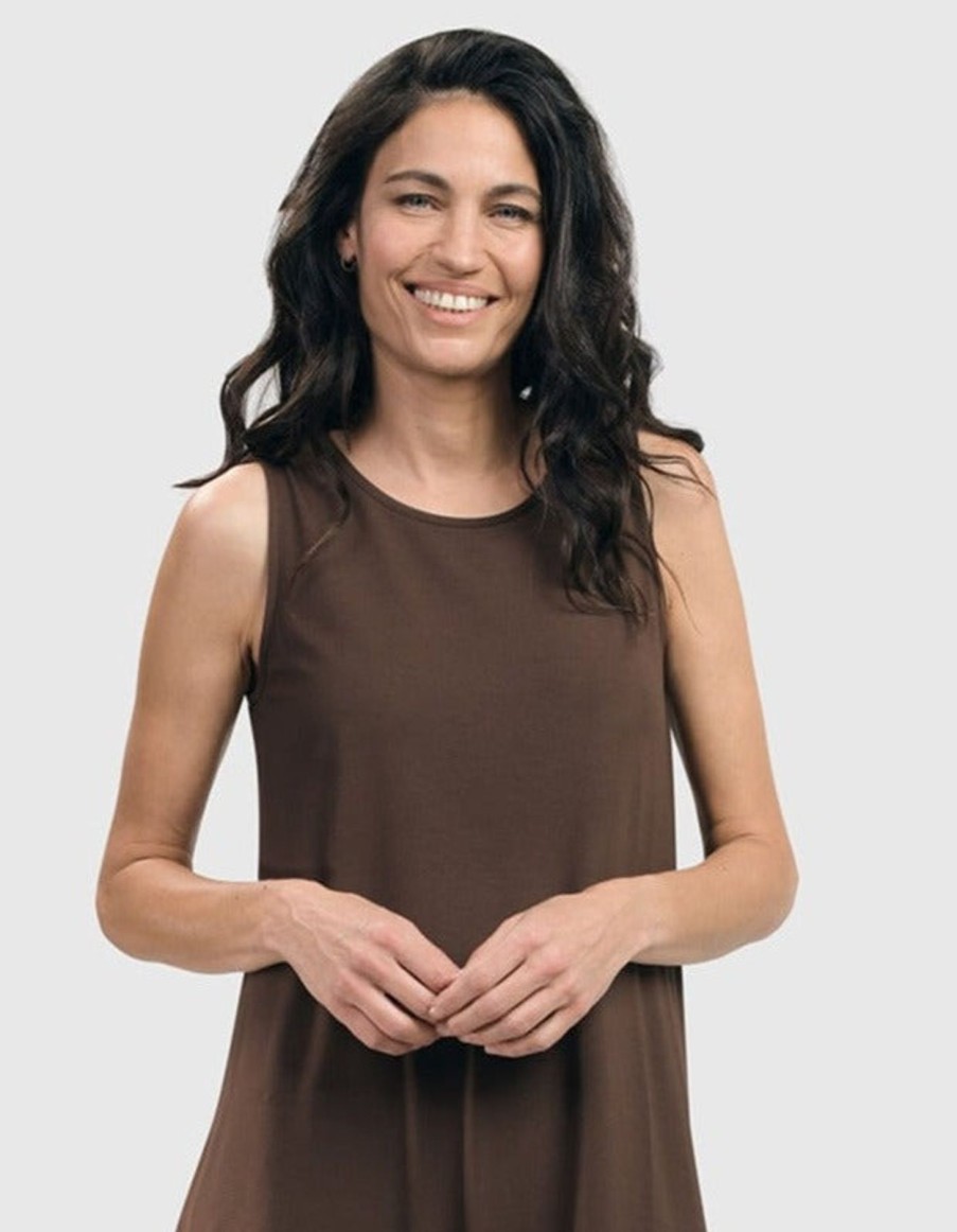 ALEMBIKA Essential Sleeveless Tunic Top, Coffee