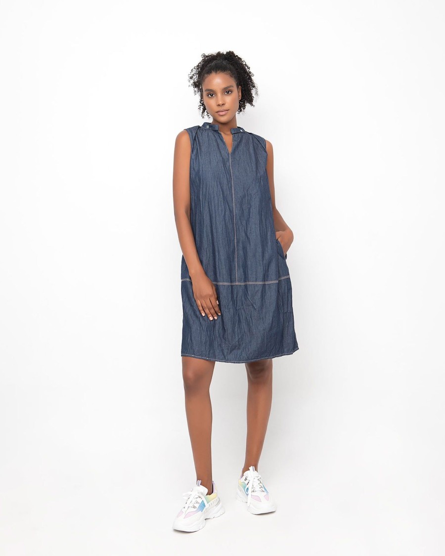 ALEMBIKA Ozai N Ku Crinkle Shift Dress, Denim