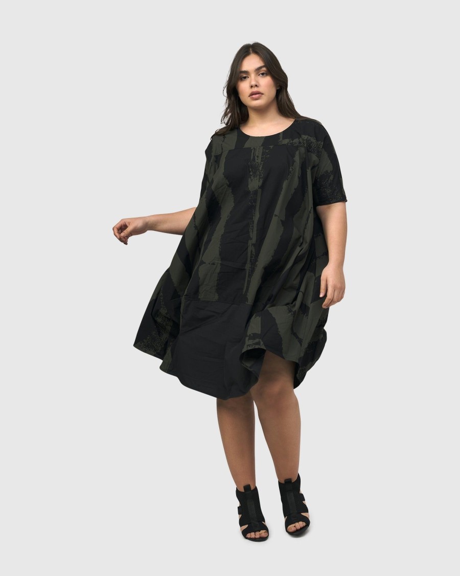 ALEMBIKA Urban Sake Muumuu Dress, Khaki