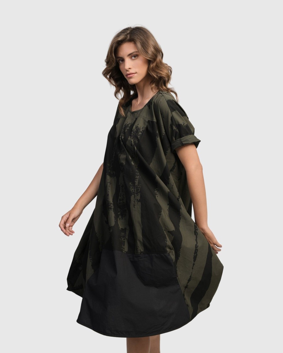 ALEMBIKA Urban Sake Muumuu Dress, Khaki