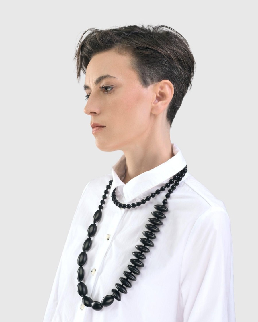 ALEMBIKA Fuji Bead Necklace, Black