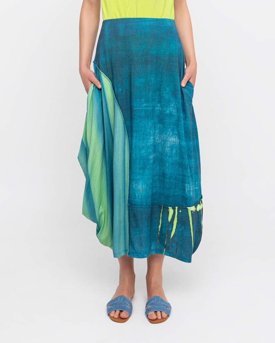 ALEMBIKA Ozai N Ku Aquamarine Midi Skirt, Ocean