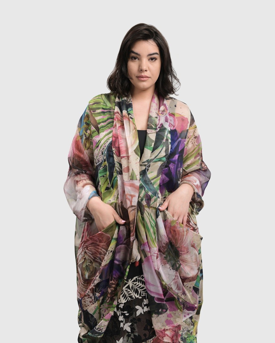 ALEMBIKA Moonflower Sheer Cardigan, Bouquet