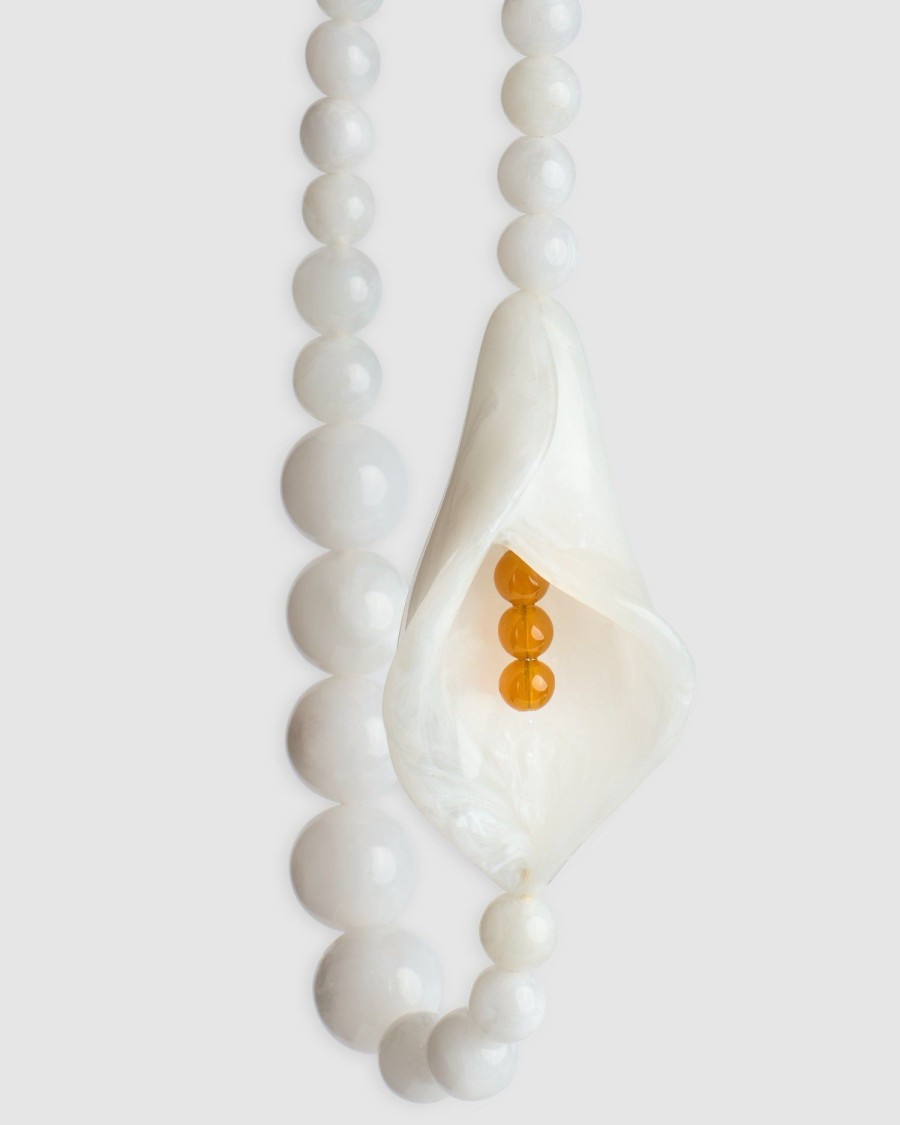 ALEMBIKA Lily Bead Necklace, White