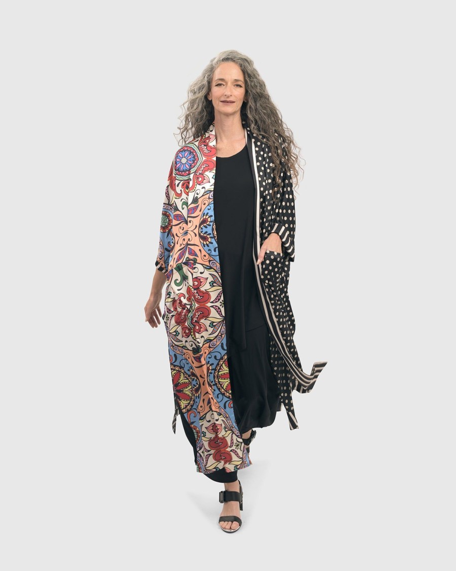 ALEMBIKA Paisley Dot Long Kimono Jacket, Multi