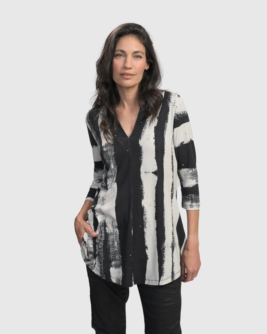 ALEMBIKA Charisma V Neck Tunic Top, Grunge