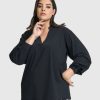 ALEMBIKA Trinity V-Neck Pullover Top, Black