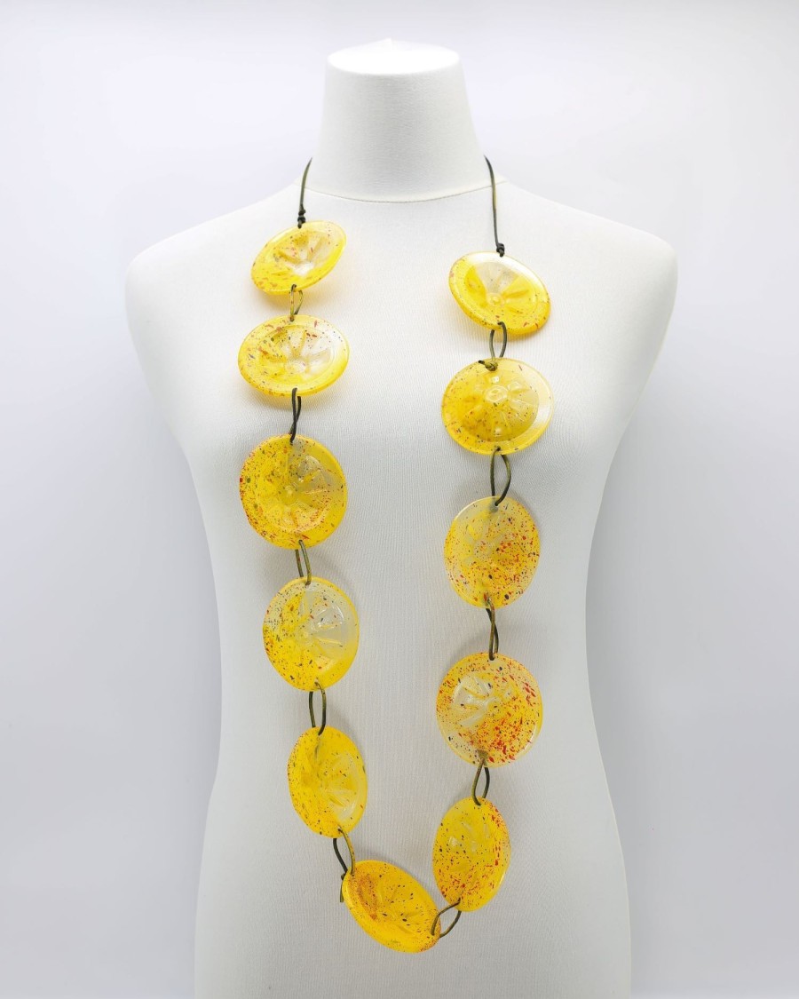 ALEMBIKA Recycled Bottle Painted Necklace, Yellow