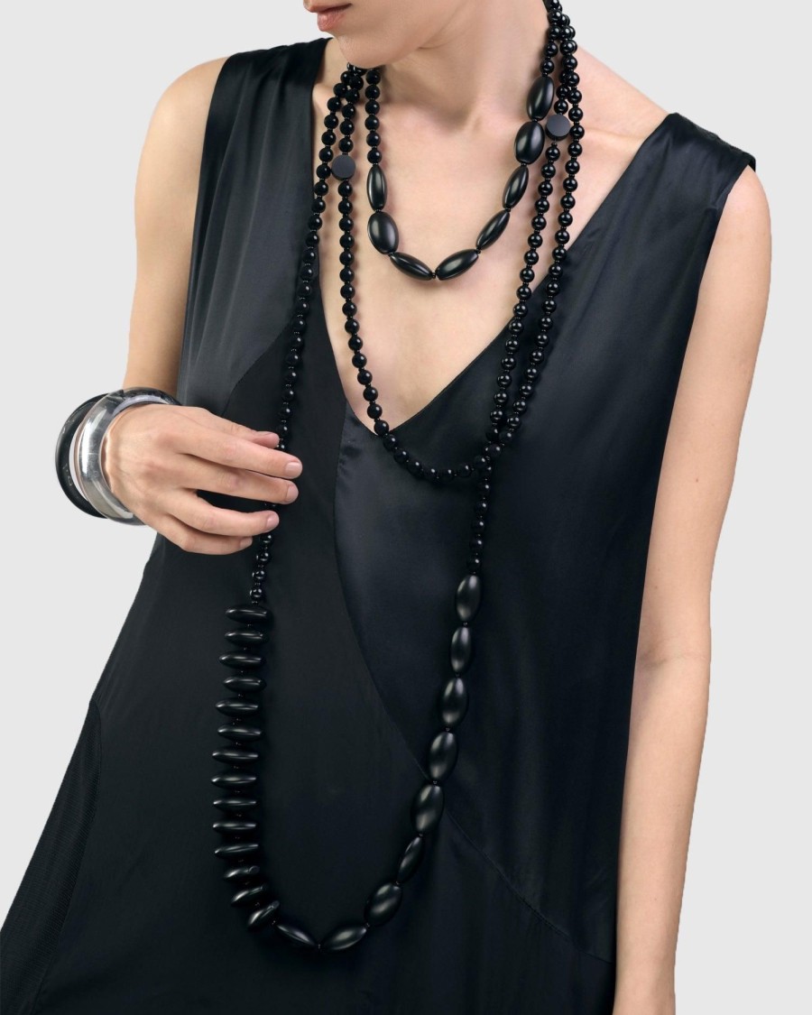 ALEMBIKA Catania Bead Necklace, Black