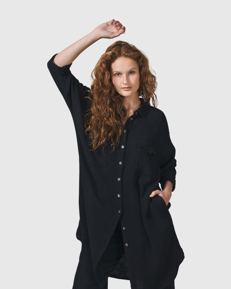 ALEMBIKA Recreation Shirt Dress, Black