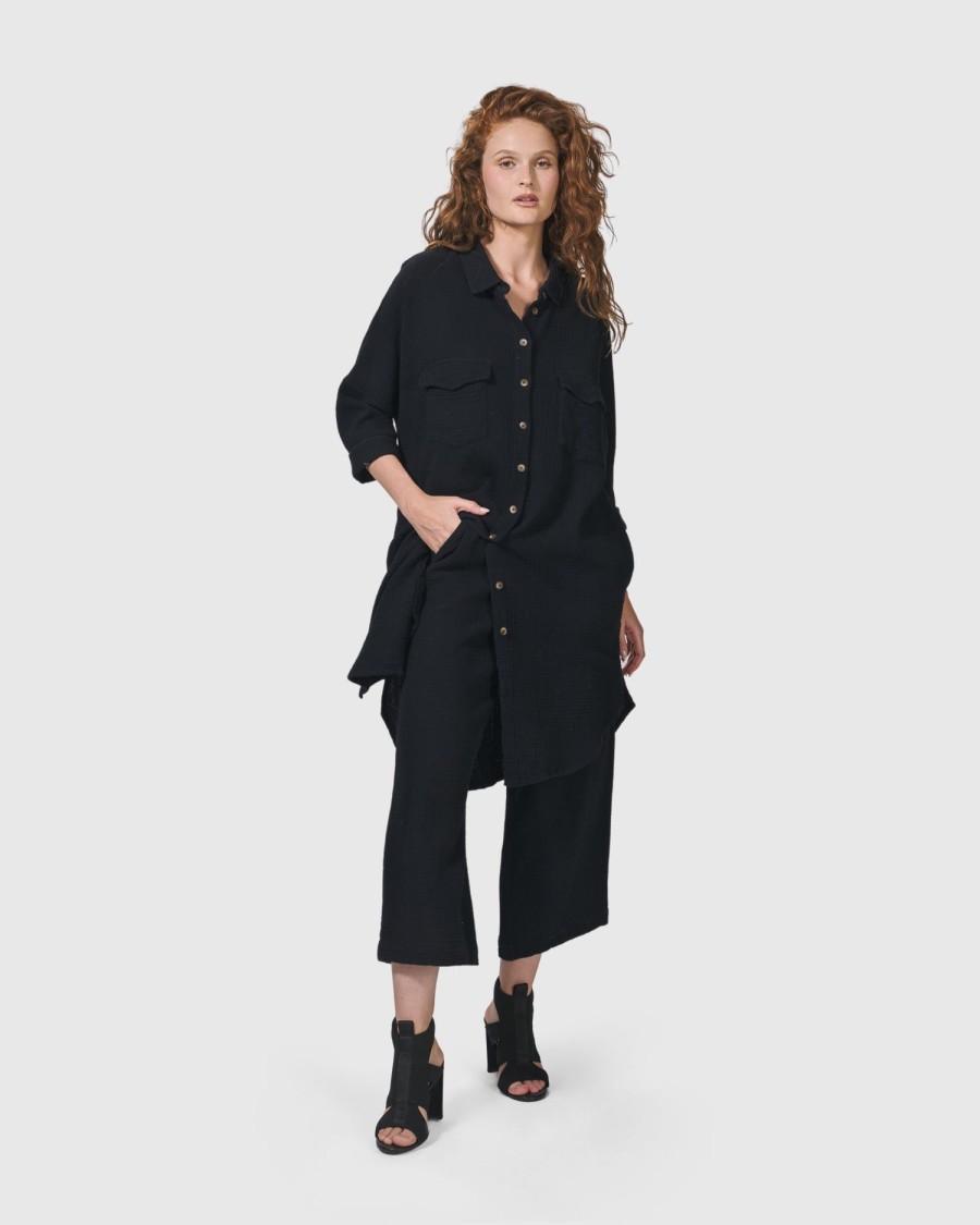 ALEMBIKA Recreation Shirt Dress, Black