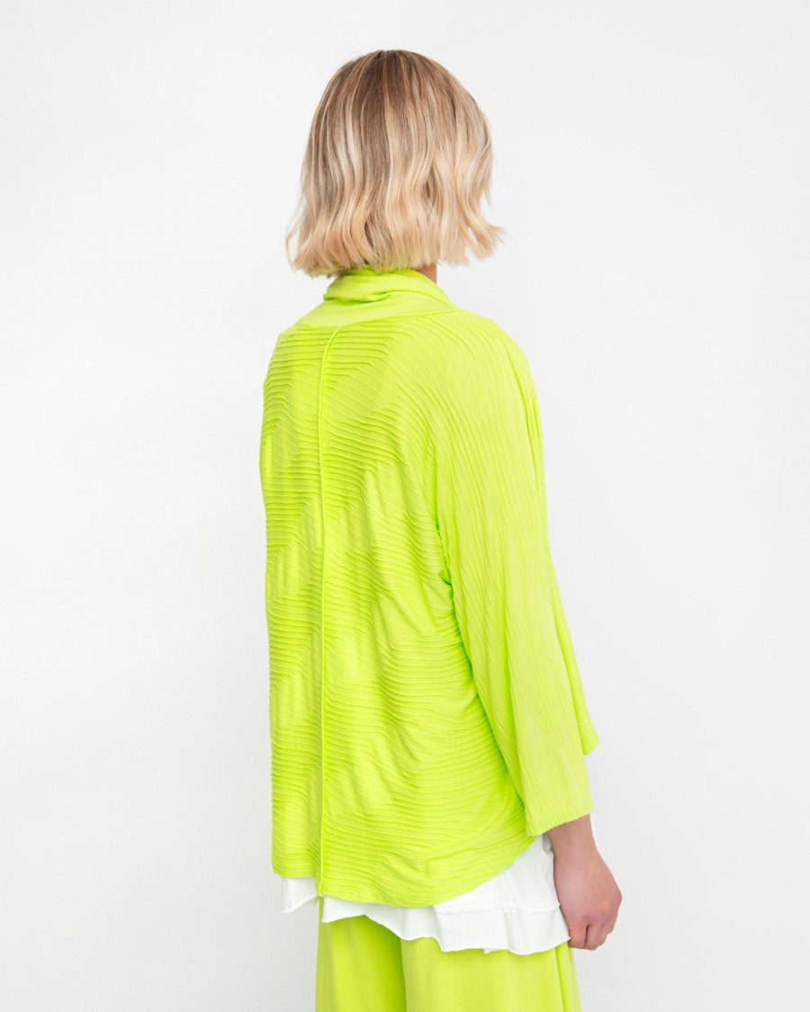 ALEMBIKA Ozai N Ku Drape Neck Racquet Cardigan, Lime