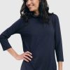 ALEMBIKA Essential Mockneck Top, Navy