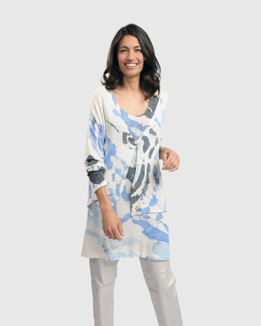 ALEMBIKA Watercolor Cardigan Sweater, Nautical