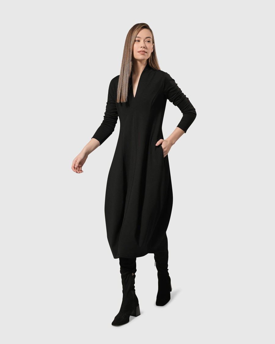 ALEMBIKA Essential Pockets Cocoon Dress, Black