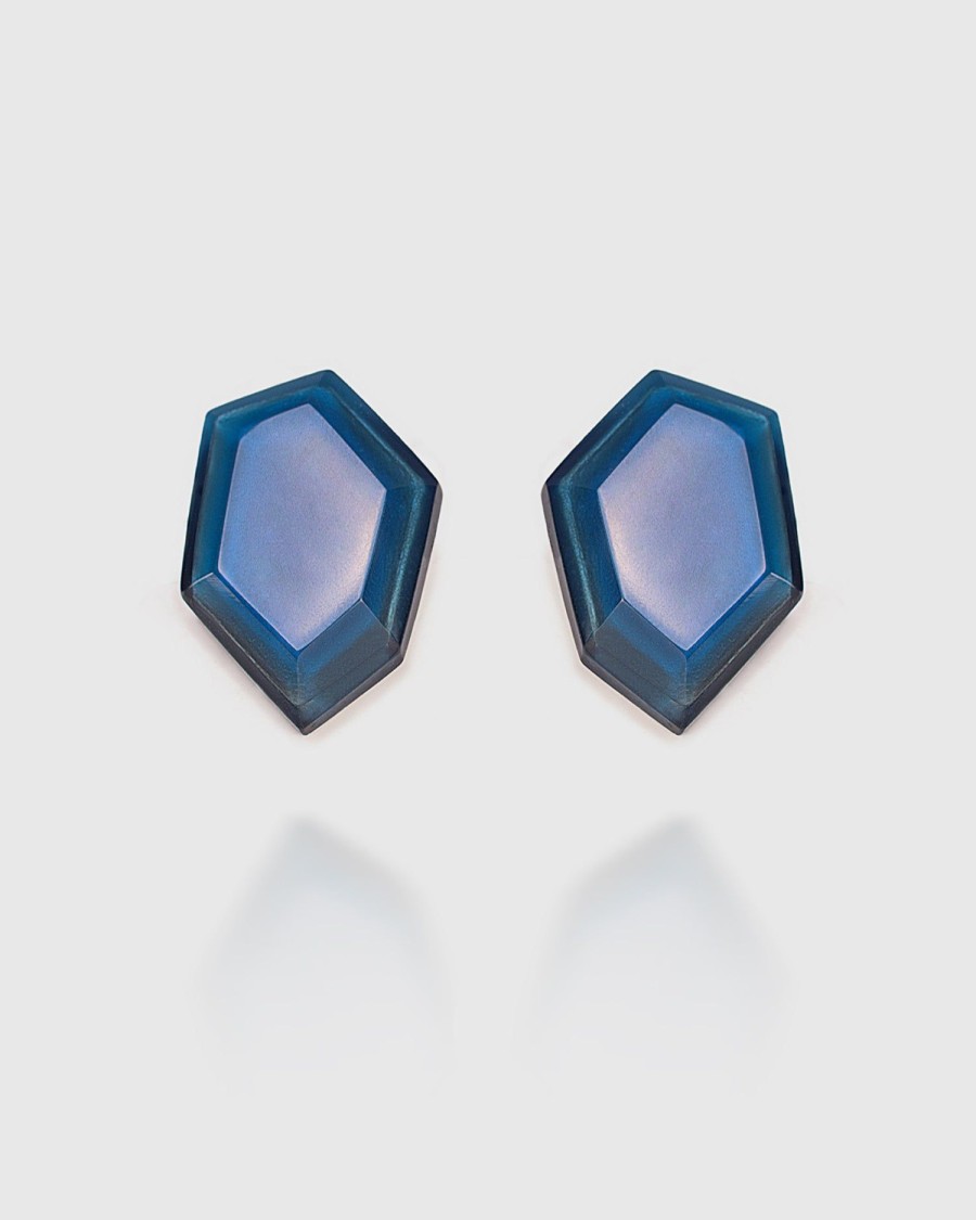 ALEMBIKA Sky Faceted Clip Earrings, Blue