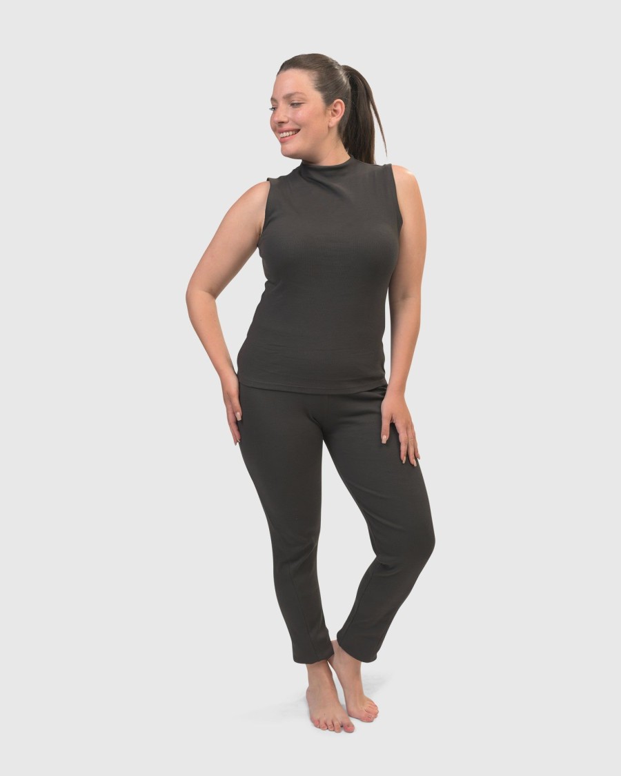 ALEMBIKA Asana High-Neck Top, Charcoal