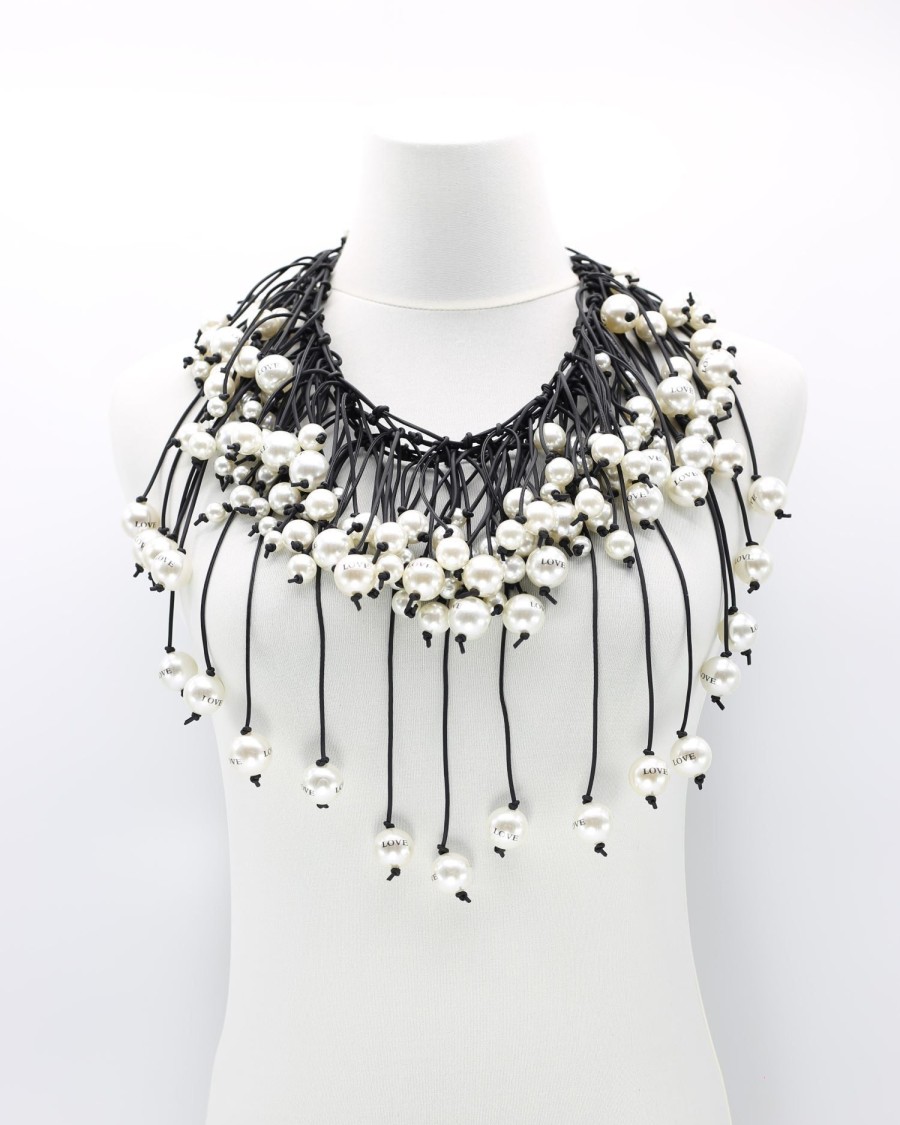 ALEMBIKA Faux Pearl Cape Necklace, Love Letter