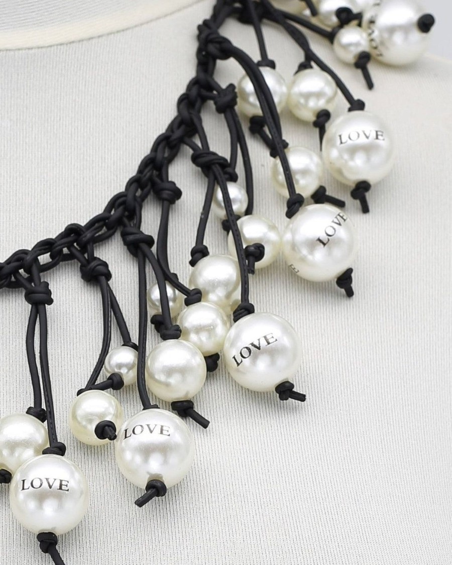 ALEMBIKA Faux Pearl Cape Necklace, Love Letter