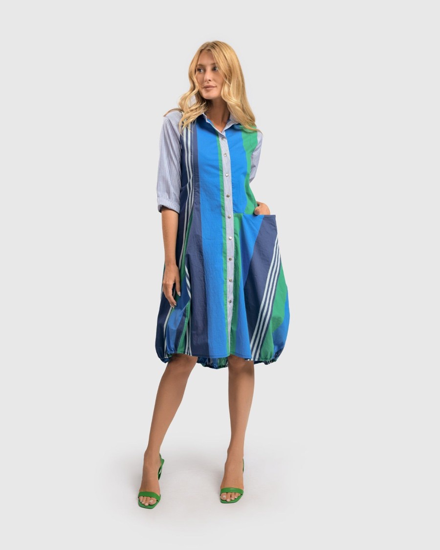 ALEMBIKA Ocean Stripe Wonderful Dress, Marine