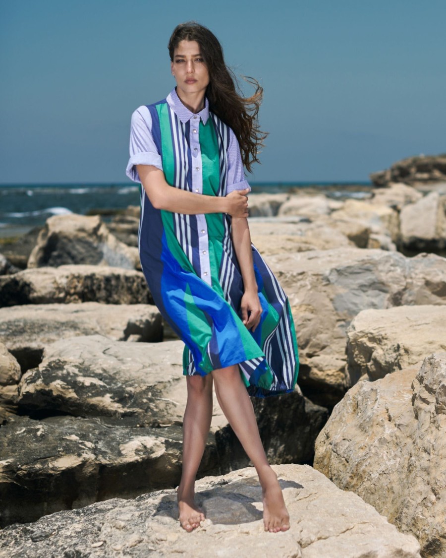 ALEMBIKA Ocean Stripe Wonderful Dress, Marine