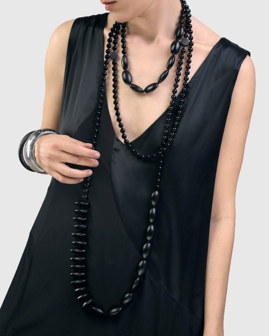 ALEMBIKA Catania Bead Necklace, Black