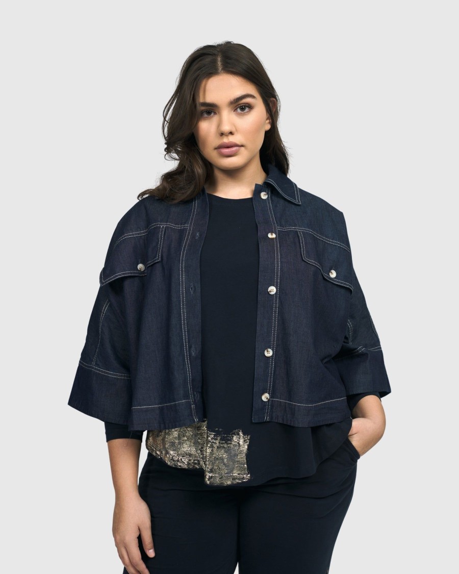 ALEMBIKA Dallas Cropped Shirt Jacket, Denim