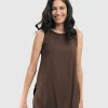 ALEMBIKA Essential Cutaway Tank Top, Coffee