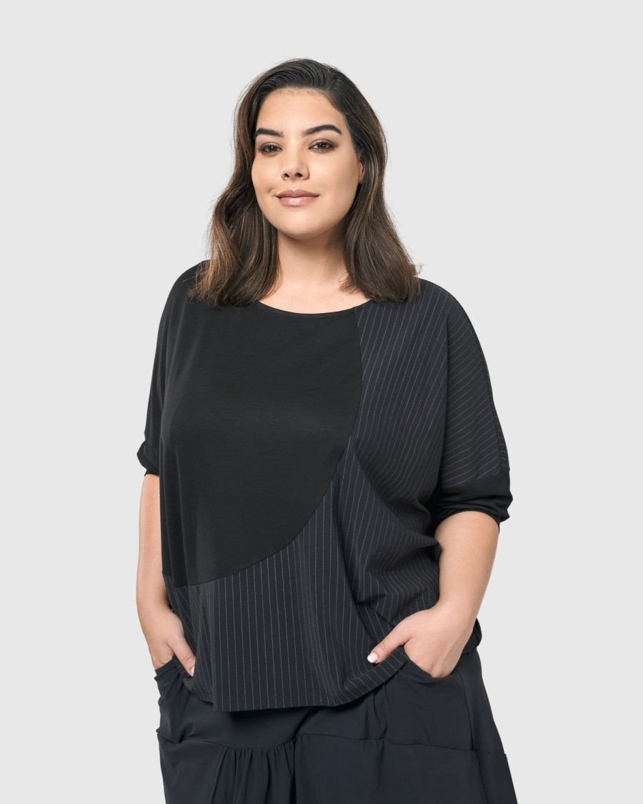 ALEMBIKA Audrey Relaxed Top, Pinstripes