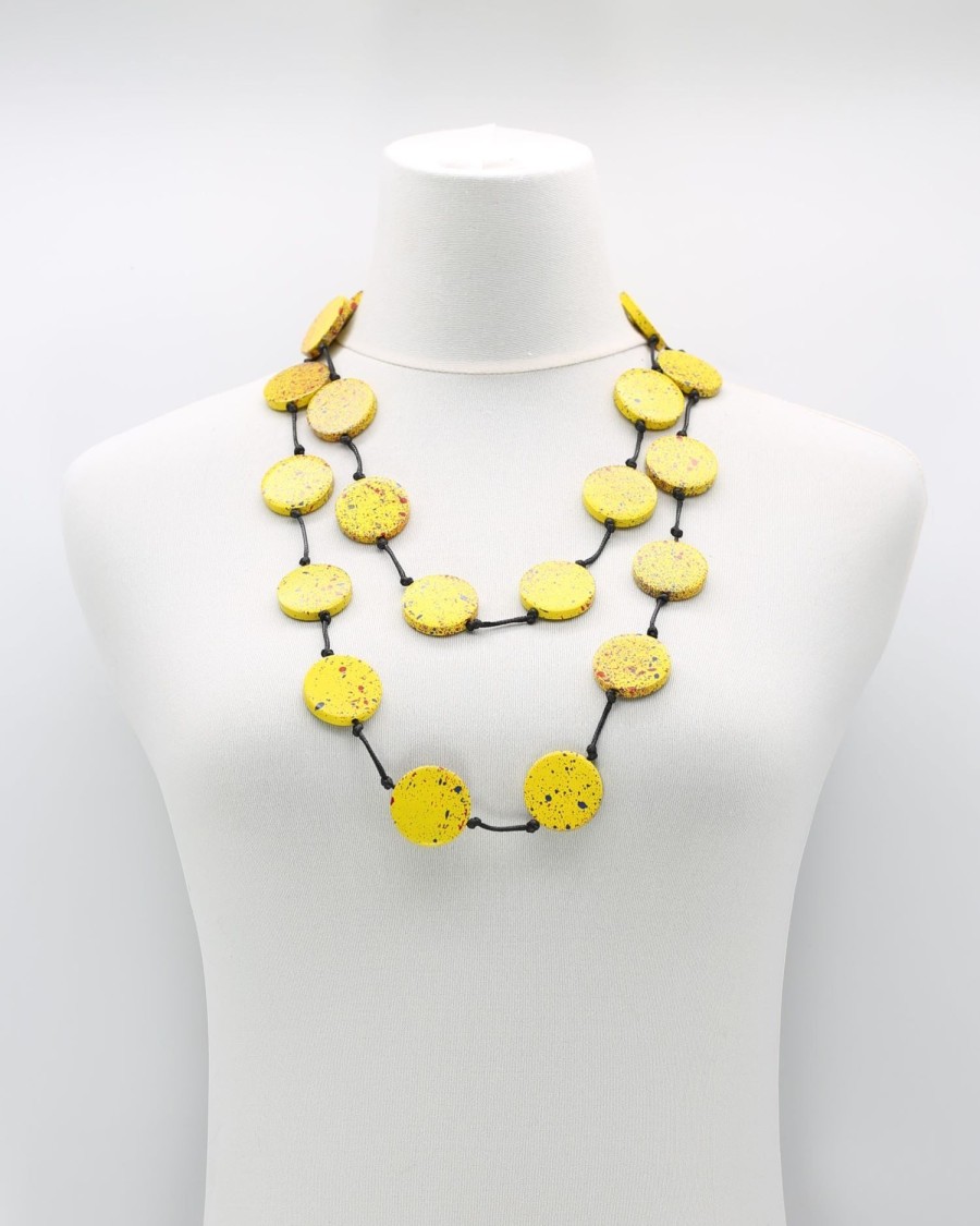 ALEMBIKA Large Coin Necklace, Yellow Graffiti