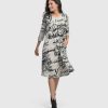 ALEMBIKA Flirty A Line Dress, Script