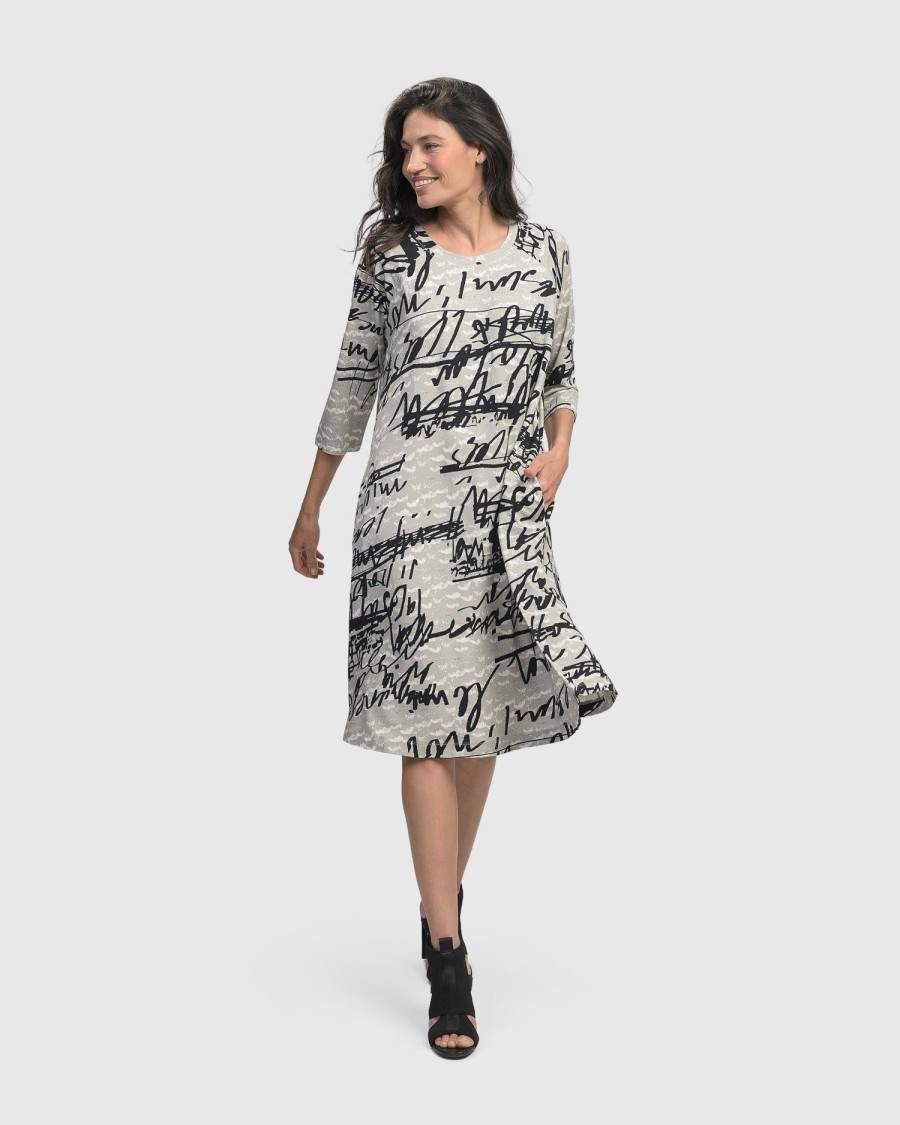 ALEMBIKA Flirty A Line Dress, Script