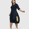 ALEMBIKA Lexington Crew Cocoon Dress, Navy