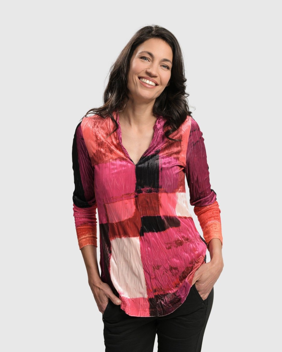 ALEMBIKA Sunset Strip V Neck Pullover, Magenta