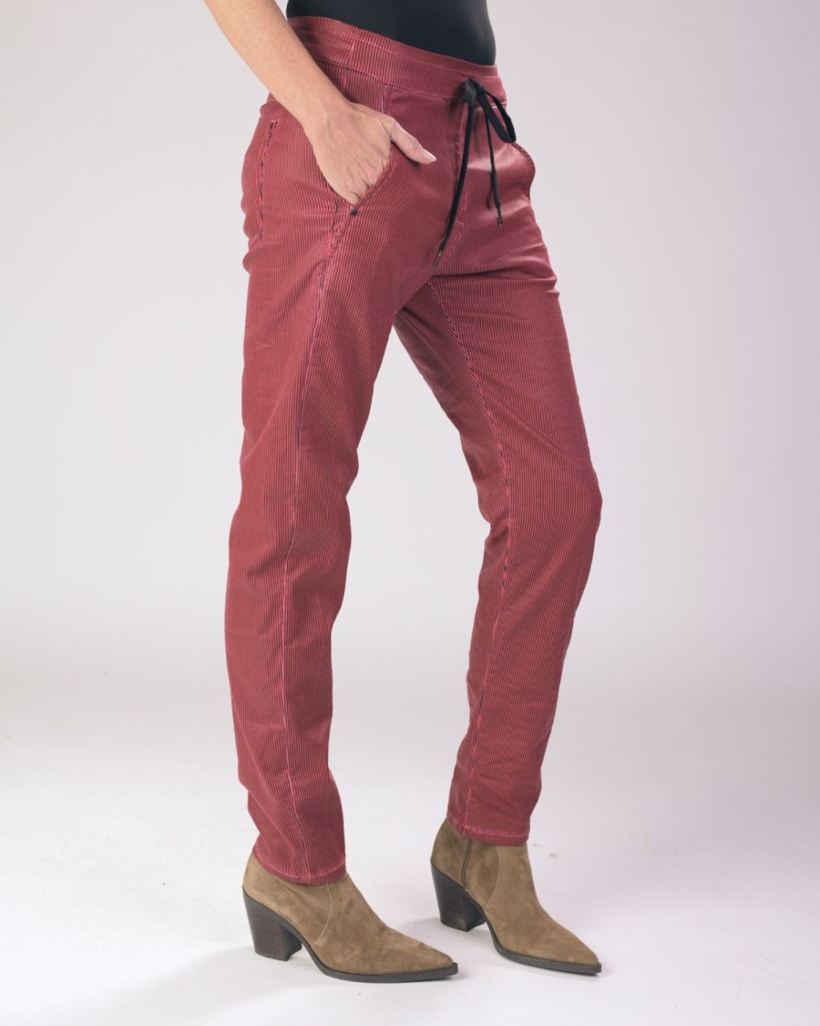 ALEMBIKA Pinstripe Iconic Stretch Jeans, Wine