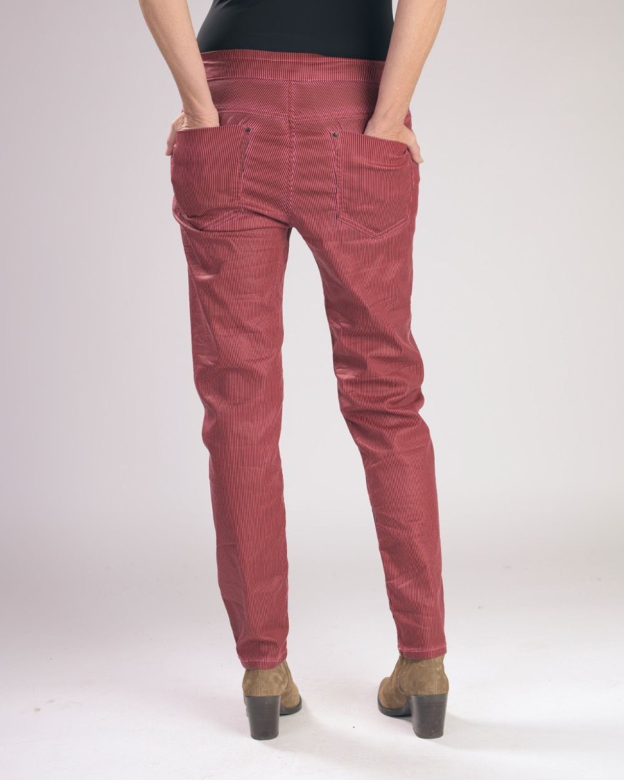 ALEMBIKA Pinstripe Iconic Stretch Jeans, Wine