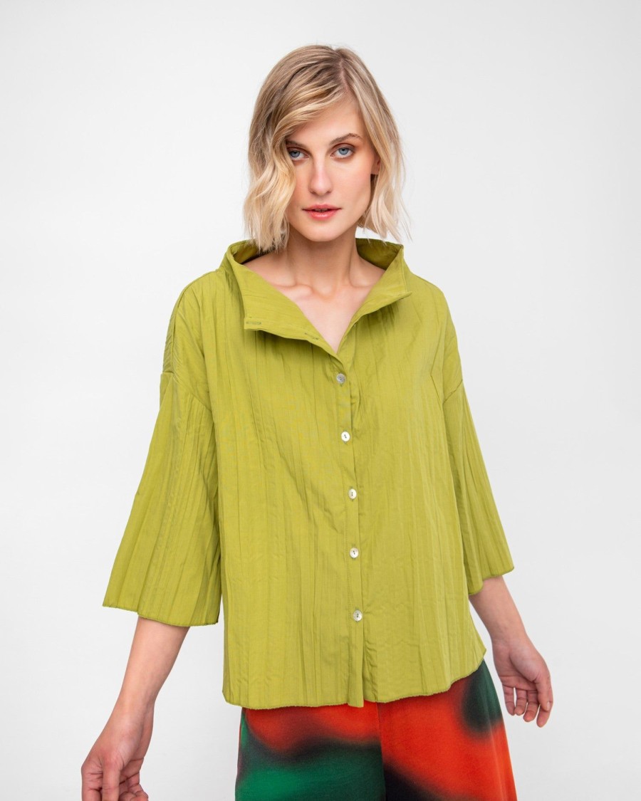 ALEMBIKA Ozai N Ku Pleated Crinkle Funnel Top, Olive