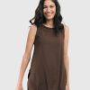 ALEMBIKA Essential Cutaway Tank Top, Coffee