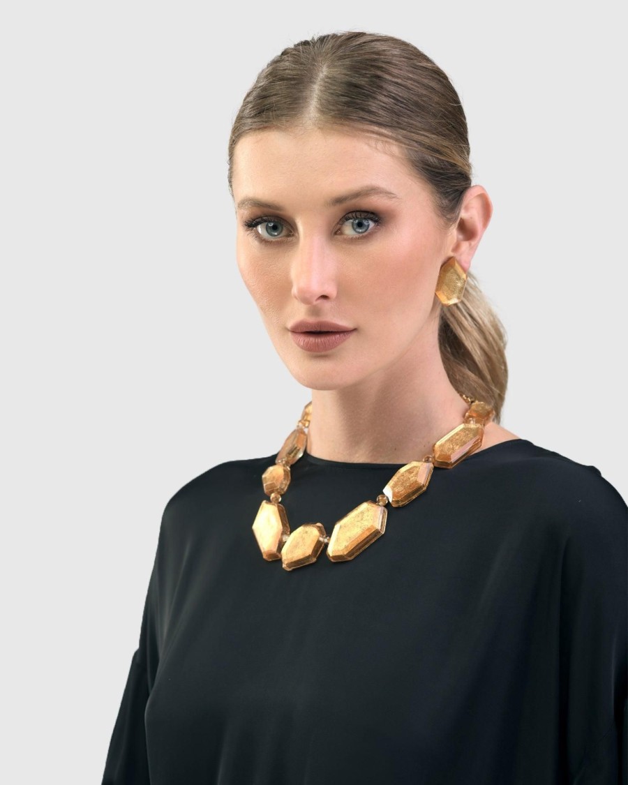 ALEMBIKA Glory Faceted Bead Necklace, Gold